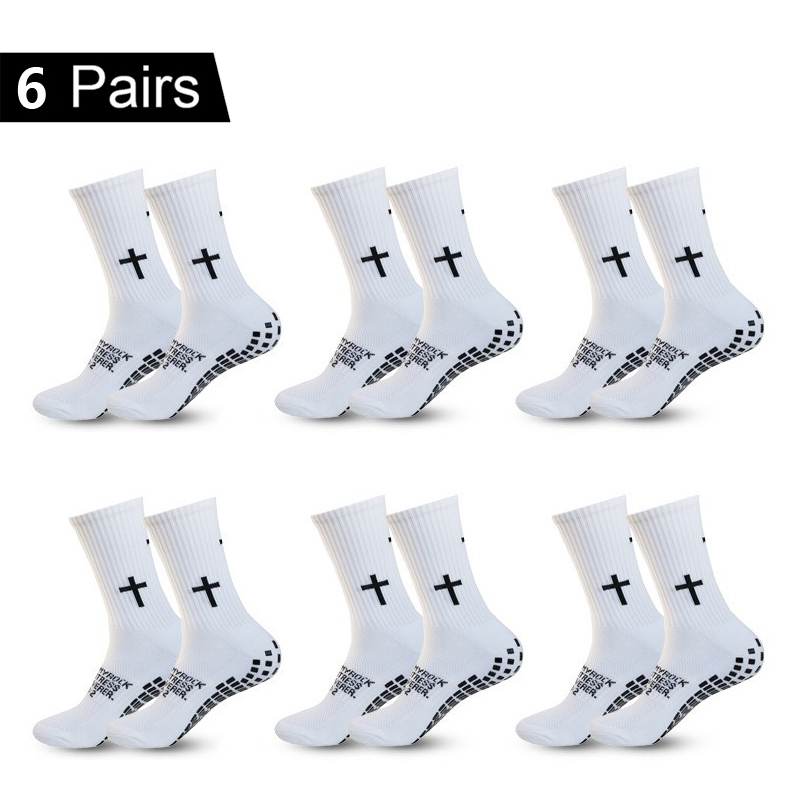 Ankle Support Badminton - 4/5/6 ペア滑り止めサッカーソックス男性女性通気性サッカーバスケットボールテニススポーツソックスサイクリング乗馬靴下ヨガ靴下