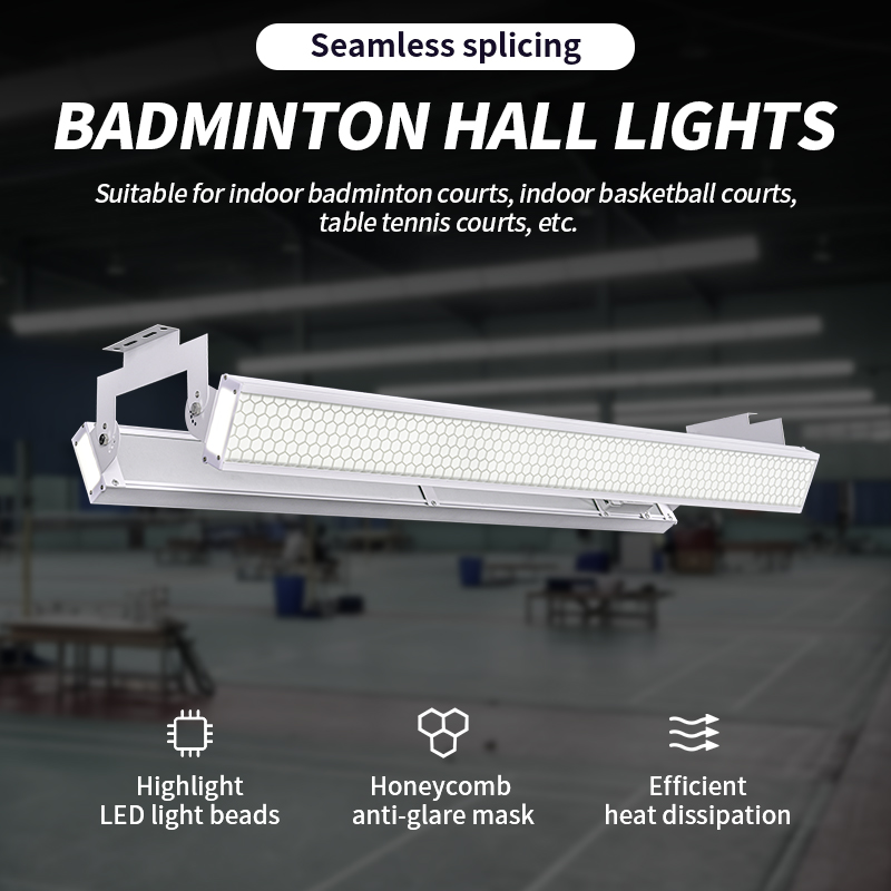 Badminton Field - 新しい屋内LEDバドミントンコート照明、LEDバドミントンコートライト、アンチグレアパデルコート用長方形吊り下げ式リニアライト（ジム用）