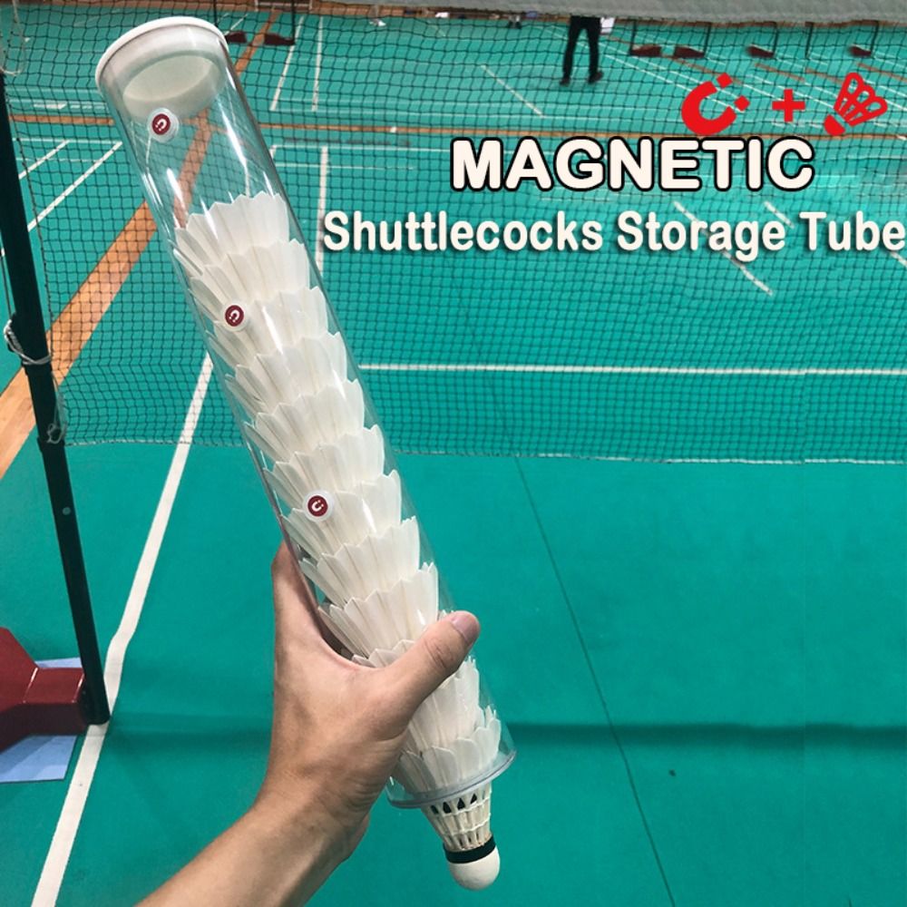 Badminton Youtube - 磁気羽根収納チューブバレル透明バドミントンシリンダー耐久性のあるショルダーストラップバドミントンボールホルダー