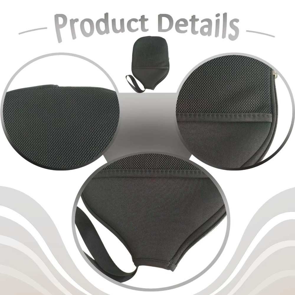 Racket Cover Bag - ジッパー付きポーチ ピックルボールラケットカバー 防水設計 メッシュポケット ピックルボールアクセサリーバッグ 耐摩耗性