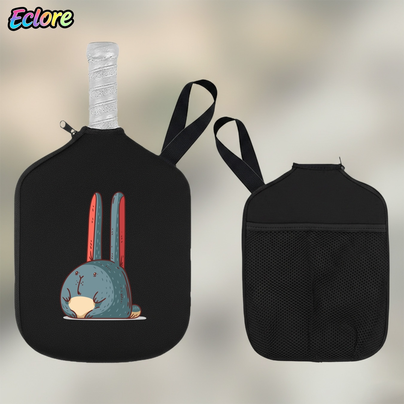 かわいいウサギのピックルボールパドルバッグ、耐久性のある漫画 - Racket Cover Bag のレビューと価格