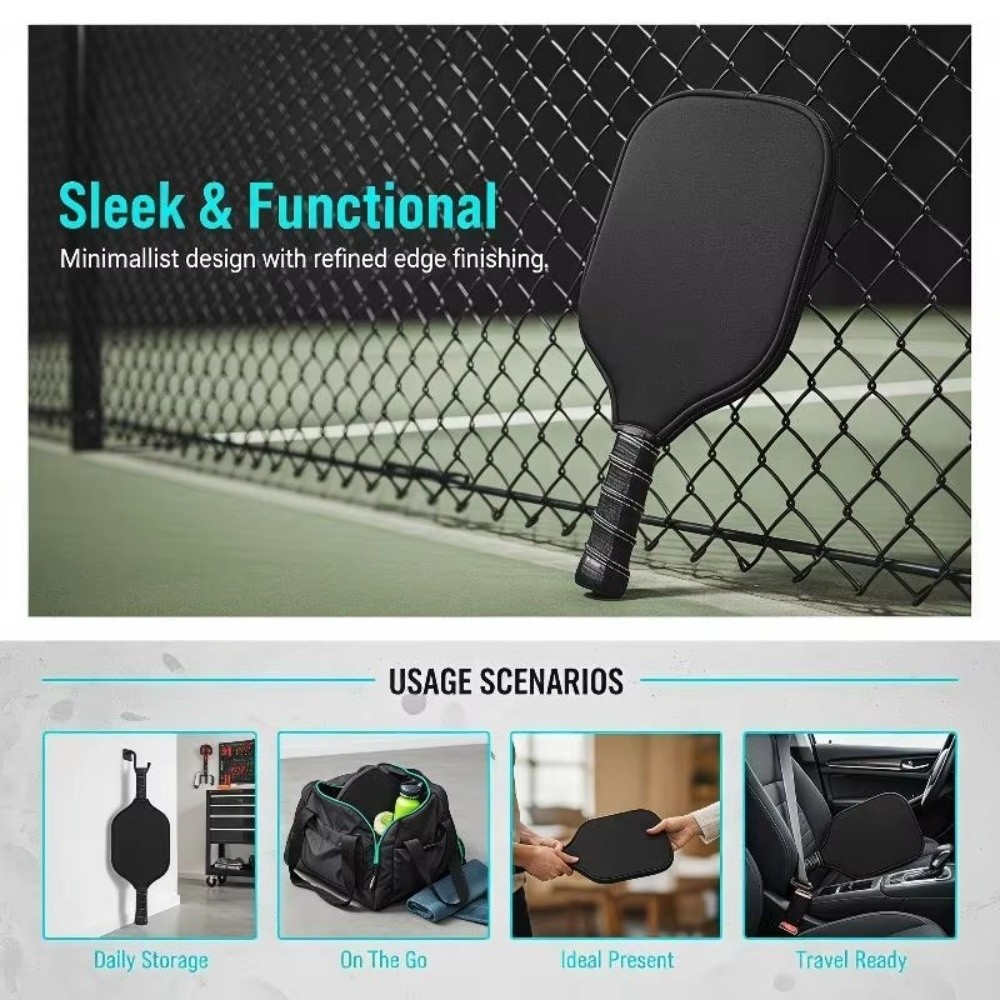 ネオプレン素材のピクルボールパドルカバー、ジッパー付き、軽量 - Racket Cover Bag のレビューと価格