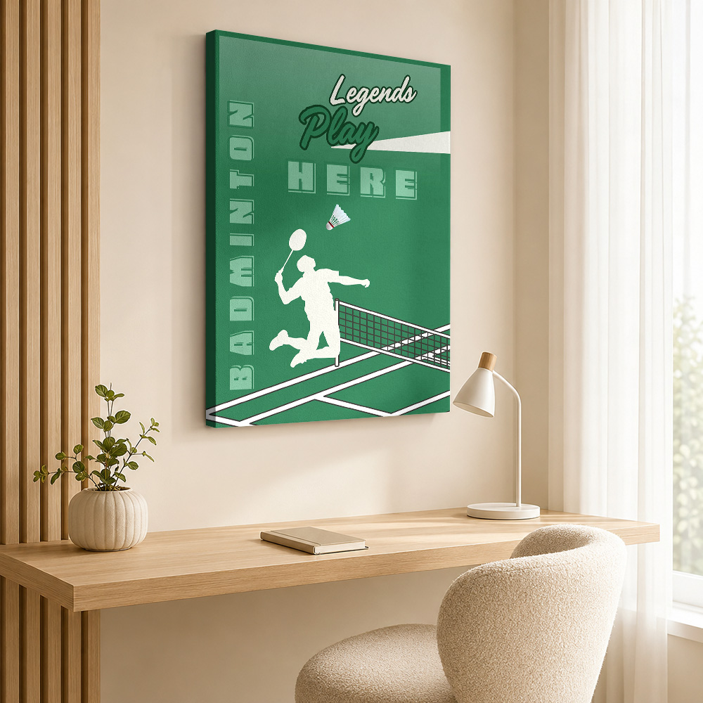バドミントンレジェンドのプレイシーンを描いたキャンバスポスタ - Badminton Legend のレビューと価格