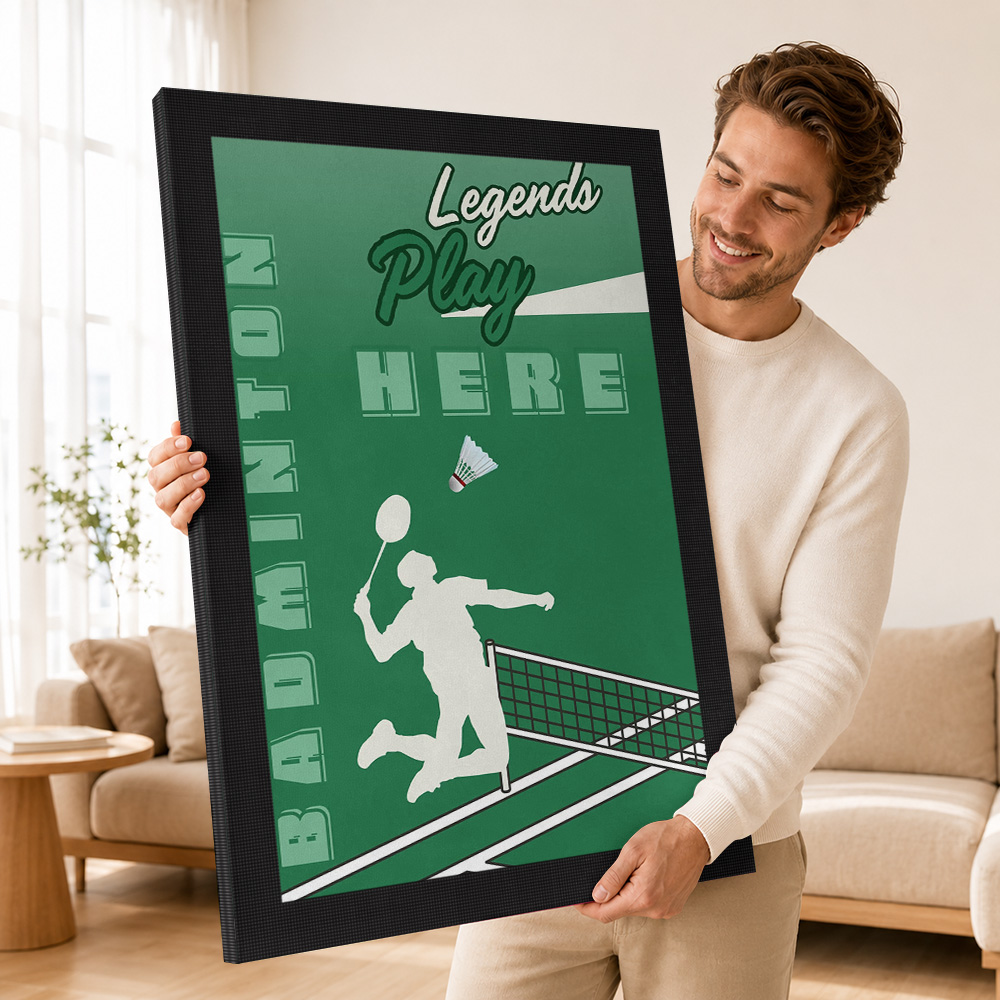 バドミントンレジェンドのプレイシーンを描いたキャンバスポスタ - Badminton Legend のレビューと価格